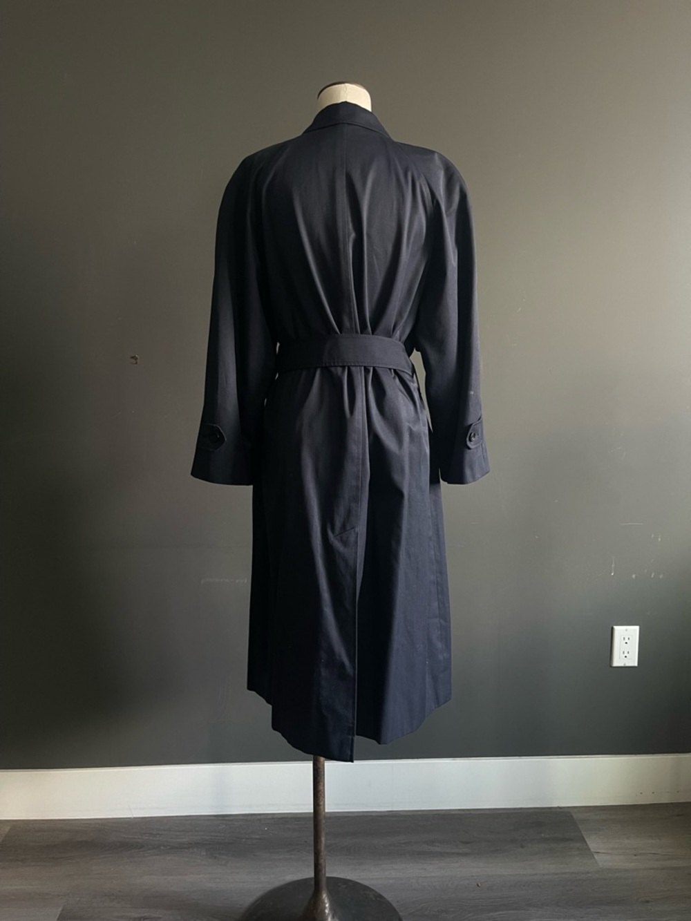 Aquascutum London Trench Coat Vintage Navy Belted Made in England Classic Twee - Picture 5 of 12